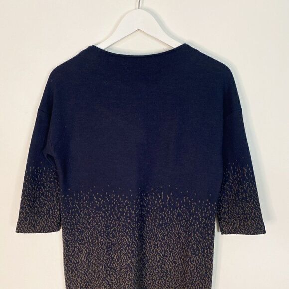 CLEARANCE - La Fee Maraboutee Navy Blue and Brown Speckled Sweater Dress - Picture 6 of 8